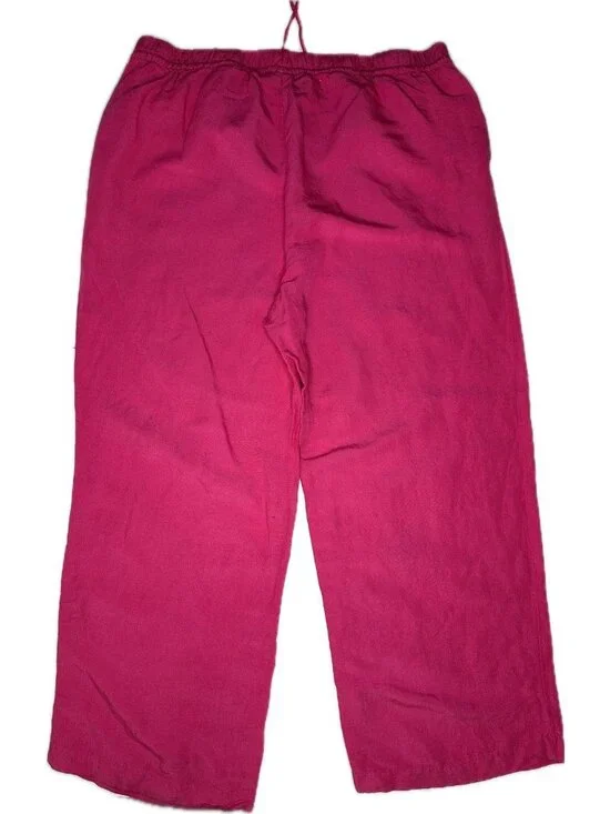 H&M Women’s Pink Linen Blend Wide Leg Pants XL Drawstring Waist Casual Summer - Picture 2 of 9